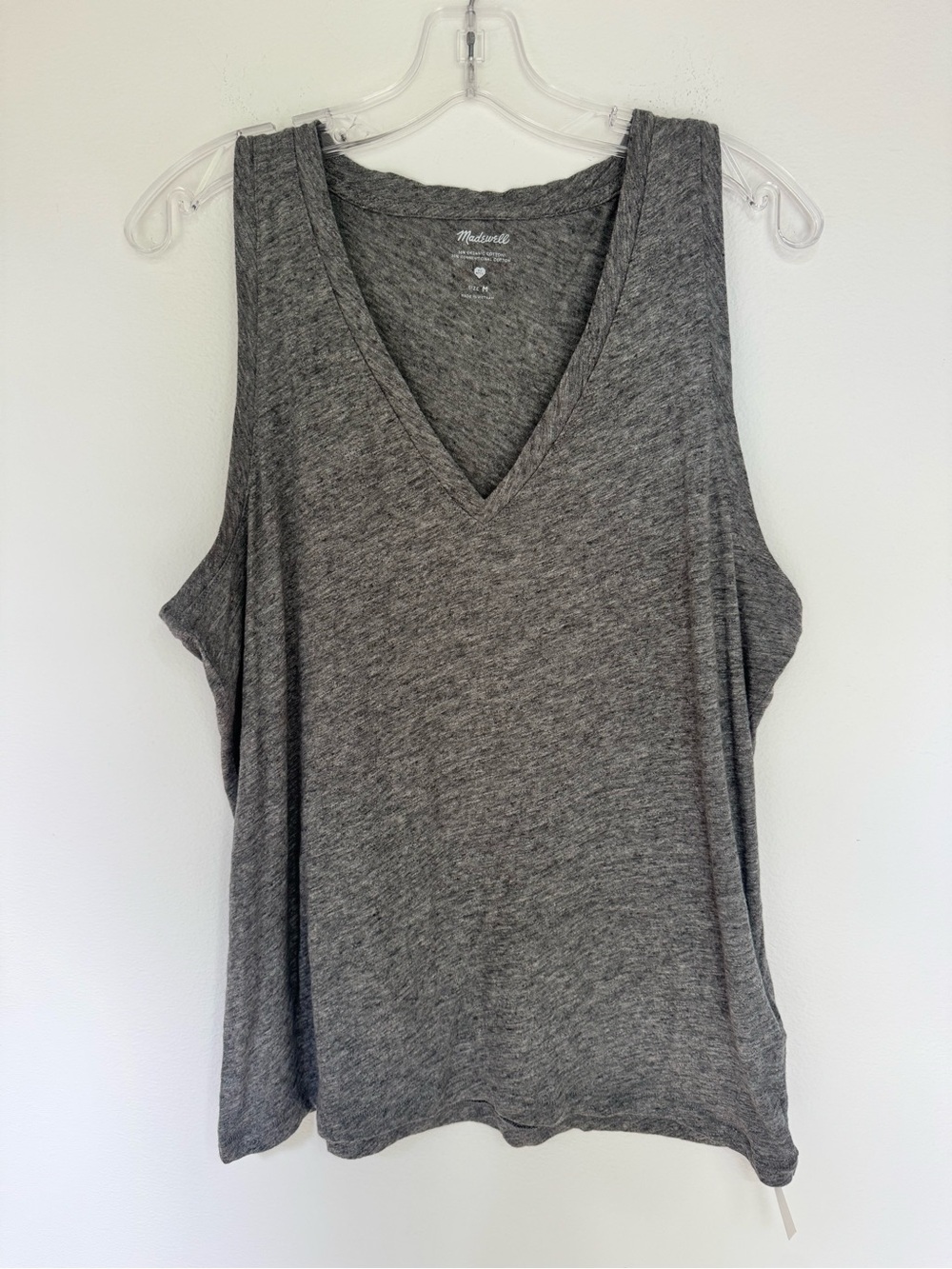 Madewell Gray 100% Cotton V-neck Tank Top- Size Medium